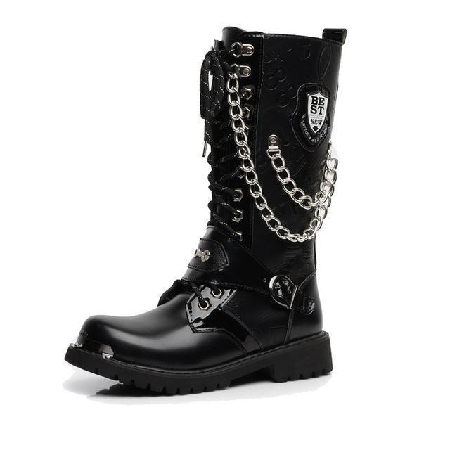 Punk Zipper Motorcycle Mid-Calf Gothic Boot
