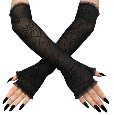 Long Spider Web Gloves