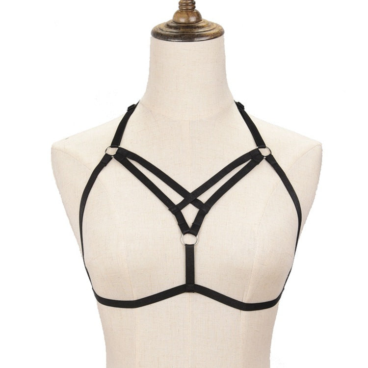 Ring Ribbon Bra Deep-V Ribbon Harness Bra – Gothic Mist