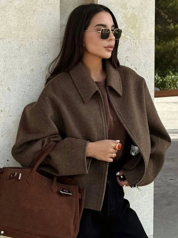 Women's Woolen Jacket Brown