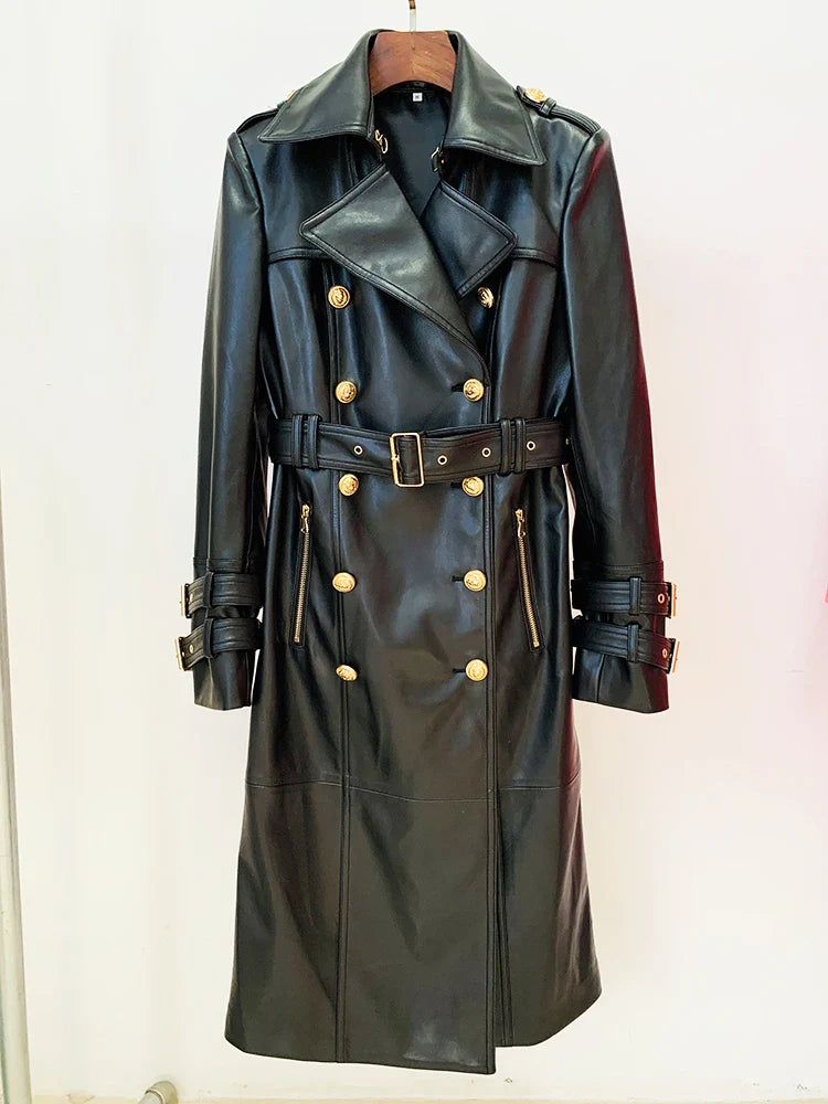 Women's Leather Trench Coat