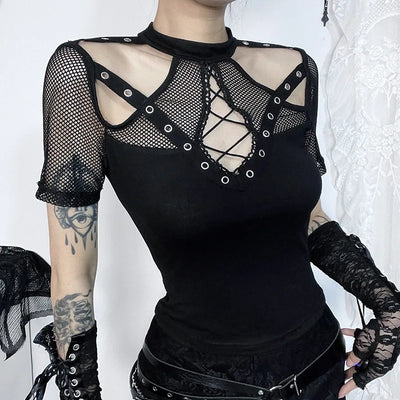 Women's Punk Hollow Out Top