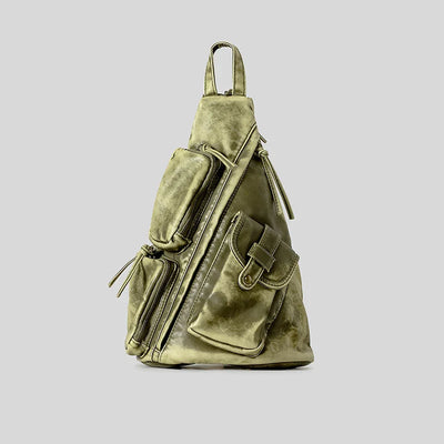 Women's Washed Leather Backpack Gray