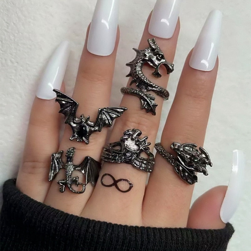 Gothic Pearl Rings Gothic Ring Set – Gothic Mist