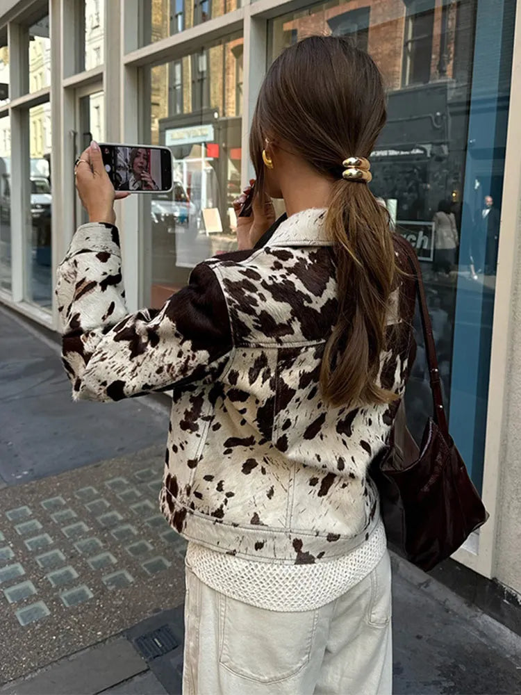 Women's Vintage Printed Jacket Beige