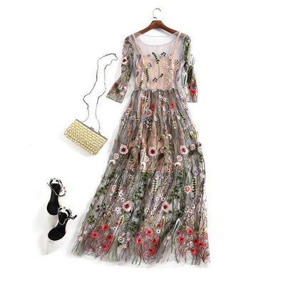 Embroidery Party Dress