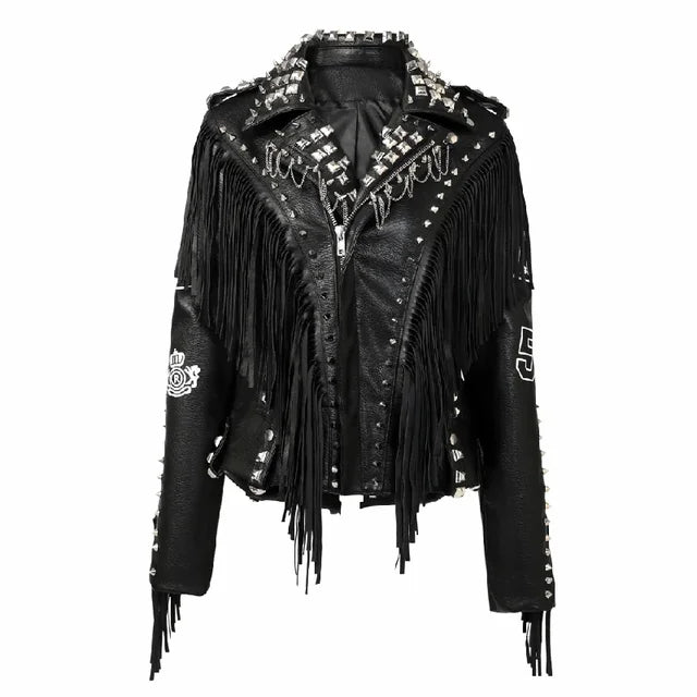 Women's Rivets Leather Jacket