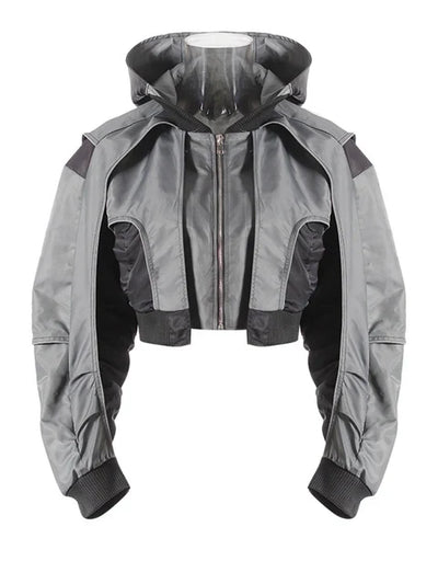 Women's Hooded Bomber Gray