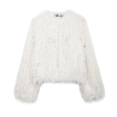 Women's Vintage Fluffy Coat Black